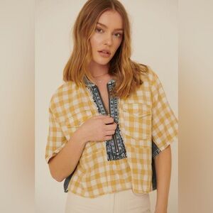 Promesa Yellow and Blue Plaid Blouse